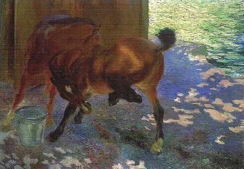 Paul-Albert Besnard Horses bitten by flies France oil painting art